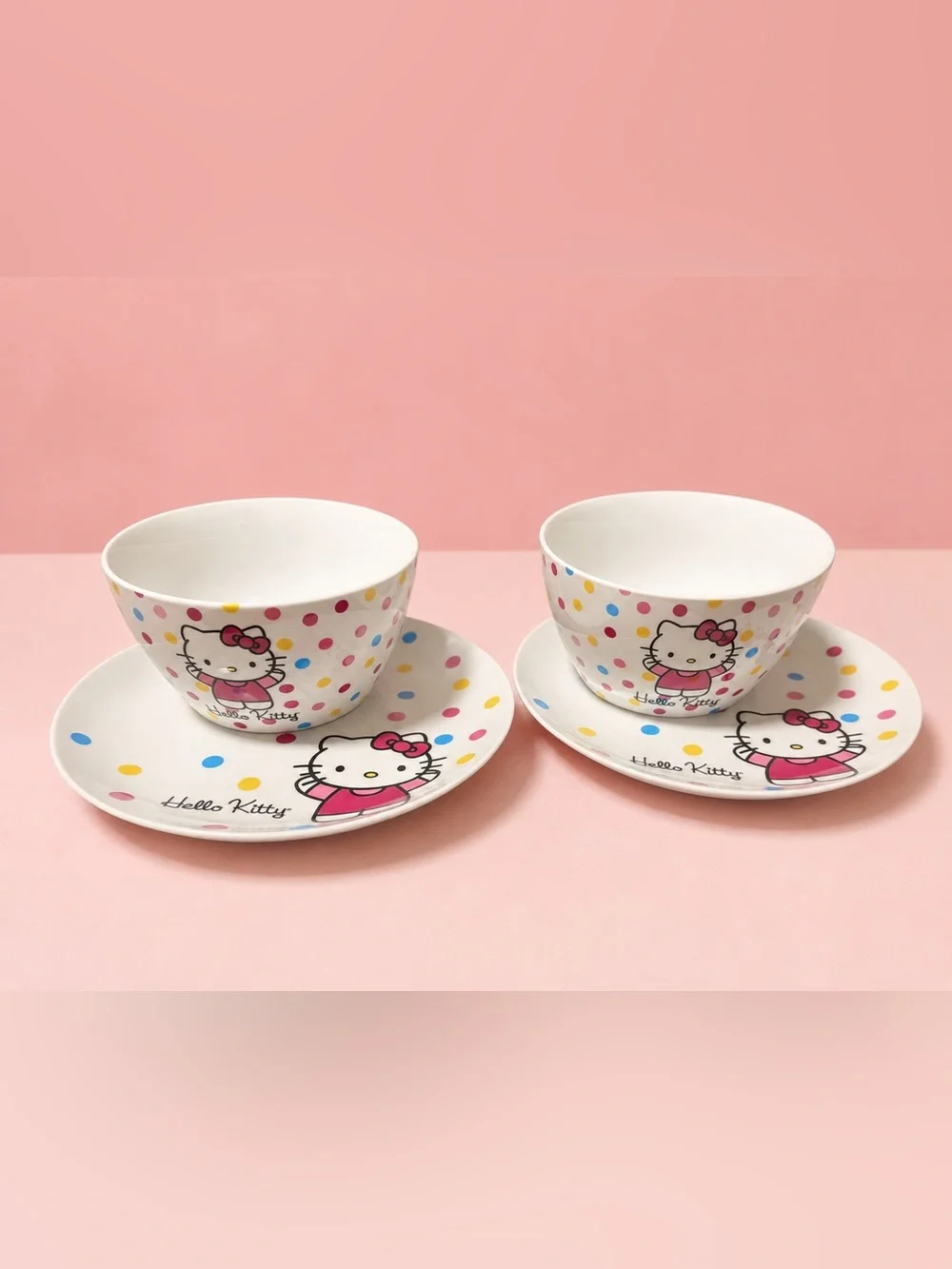 RARE Hello Kitty 2013 Sanrio Porcelain Plate & Bowl Set – Set of 2